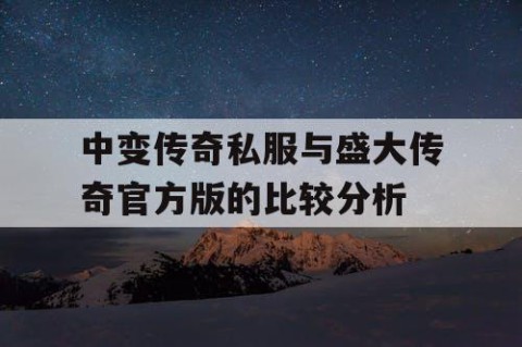 中变传奇私服与盛大传奇官方版的比较分析