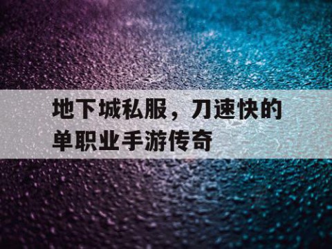 地下城私服，刀速快的单职业手游传奇