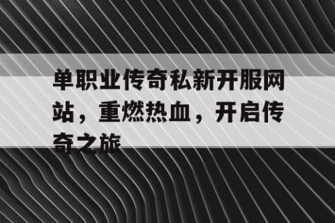 单职业传奇私新开服网站，重燃热血，开启传奇之旅