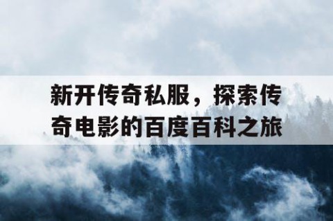 新开传奇私服,探索传奇电影的百度百科之旅