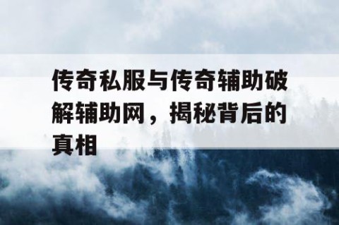 传奇私服与传奇辅助破解辅助网，揭秘背后的真相