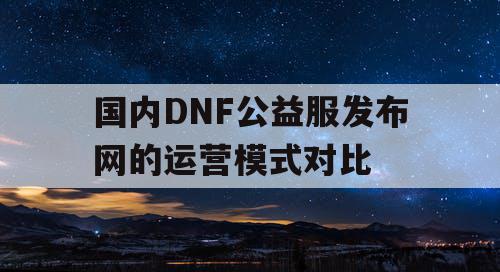 国内DNF公益服发布网的运营模式对比