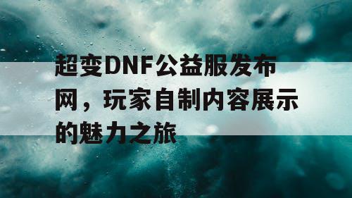 超变DNF公益服发布网，玩家自制内容展示的魅力之旅