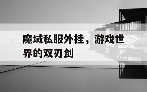 魔域私服外挂，游戏世界的双刃剑