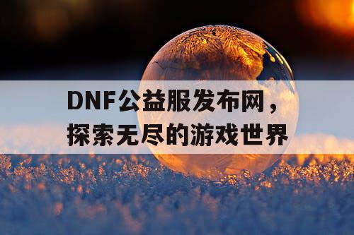 DNF公益服发布网，探索无尽的游戏世界