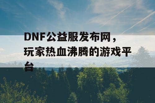 DNF公益服发布网，玩家热血沸腾的游戏平台