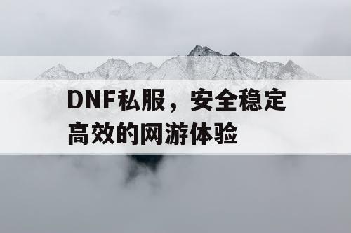 DNF私服，安全稳定高效的网游体验