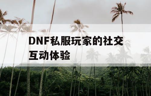 DNF私服玩家的社交互动体验