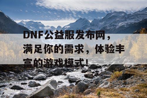 DNF公益服发布网，满足你的需求，体验丰富的游戏模式！