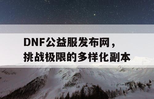 DNF公益服发布网，挑战极限的多样化副本