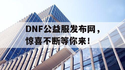 DNF公益服发布网，惊喜不断等你来！