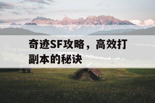 奇迹SF攻略，高效打副本的秘诀