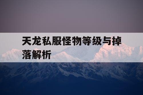 天龙私服怪物等级与掉落解析