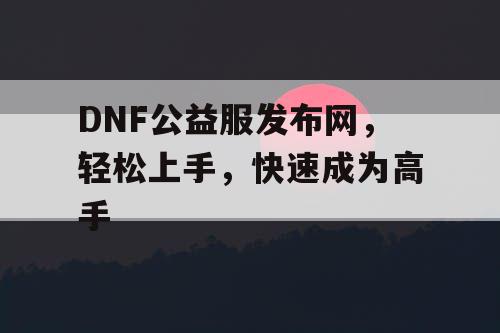 DNF公益服发布网，轻松上手，快速成为高手