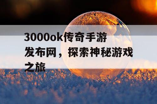 3000ok传奇手游发布网，探索神秘游戏之旅