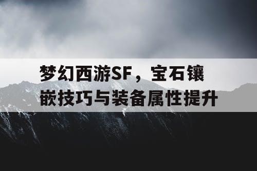 梦幻西游SF，宝石镶嵌技巧与装备属性提升