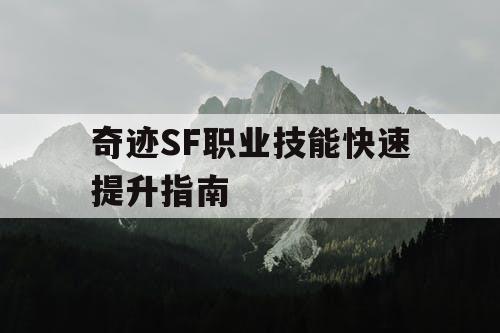 奇迹SF职业技能快速提升指南