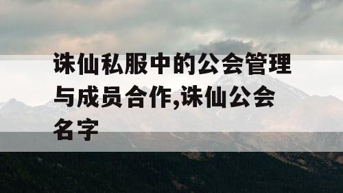 诛仙私服中的公会管理与成员合作,诛仙公会名字