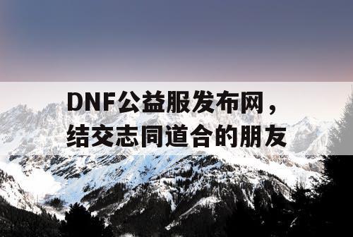 DNF公益服发布网，结交志同道合的朋友