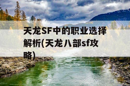 天龙SF中的职业选择解析(天龙八部sf攻略)