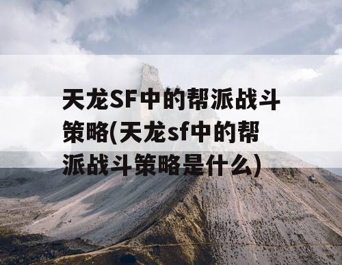 天龙SF中的帮派战斗策略(天龙sf中的帮派战斗策略是什么)