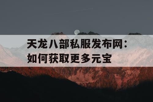 天龙八部私服发布网：如何获取更多元宝