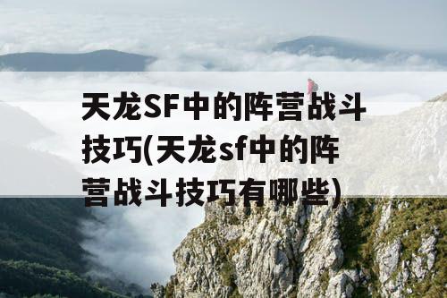 天龙SF中的阵营战斗技巧(天龙sf中的阵营战斗技巧有哪些)