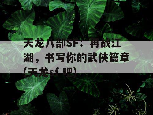 天龙八部SF：再战江湖，书写你的武侠篇章(天龙sf 吧)