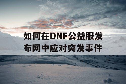 如何在DNF公益服发布网中应对突发事件