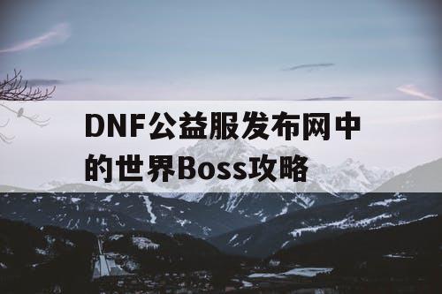 DNF公益服发布网中的世界Boss攻略