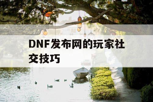 DNF发布网的玩家社交技巧