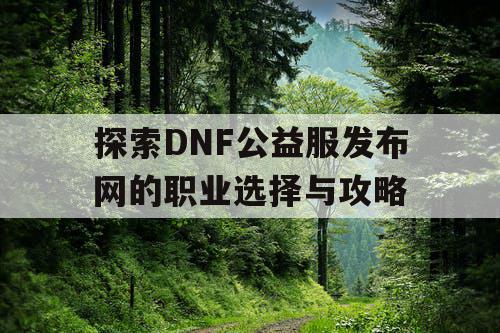 探索DNF公益服发布网的职业选择与攻略