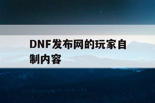 DNF发布网的玩家自制内容