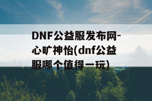 DNF公益服发布网-心旷神怡(dnf公益服哪个值得一玩)