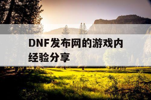 DNF发布网的游戏内经验分享
