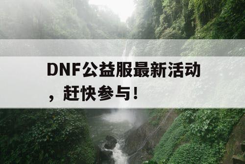 DNF公益服最新活动，赶快参与！