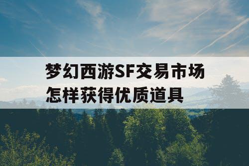 梦幻西游SF交易市场怎样获得优质道具