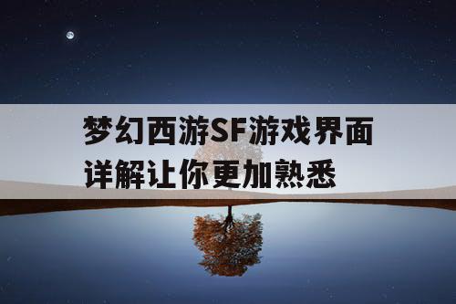 梦幻西游SF游戏界面详解让你更加熟悉