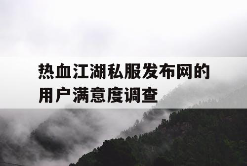 热血江湖私服发布网的用户满意度调查 热血江湖私服发布网的用户满意度调查