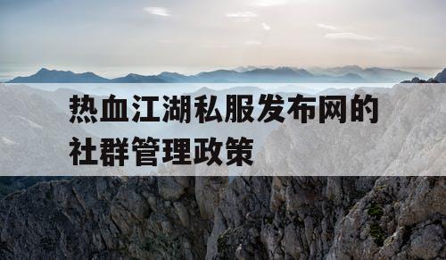 热血江湖私服发布网的社群管理政策