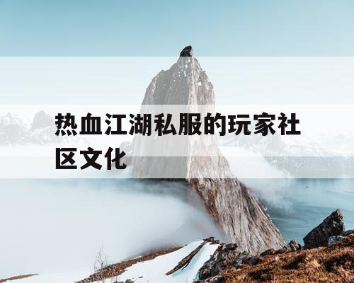 热血江湖私服的玩家社区文化