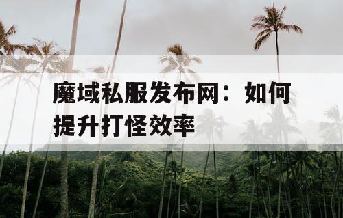 魔域私服发布网：如何提升打怪效率