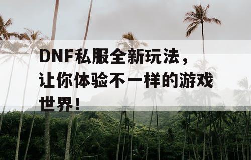 DNF私服全新玩法，让你体验不一样的游戏世界！