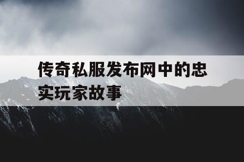 传奇私服发布网中的忠实玩家故事