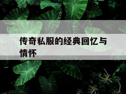 传奇私服的经典回忆与情怀