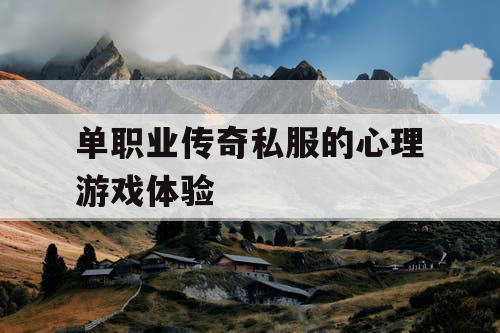 单职业传奇私服的心理游戏体验 单职业传奇私服的心理游戏体验