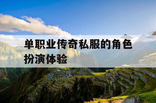 单职业传奇私服的角色扮演体验