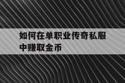 如何在单职业传奇私服中赚取金币