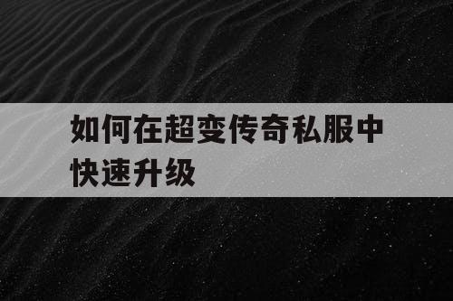 如何在超变传奇私服中快速升级