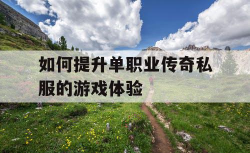 如何提升单职业传奇私服的游戏体验